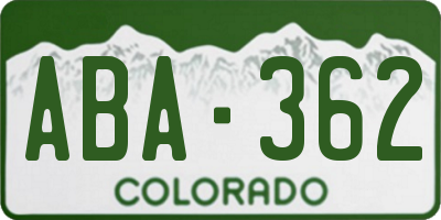 CO license plate ABA362