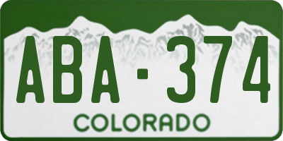 CO license plate ABA374