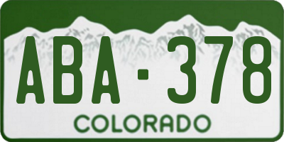 CO license plate ABA378