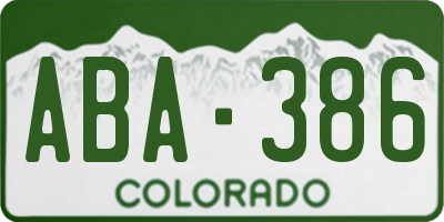 CO license plate ABA386