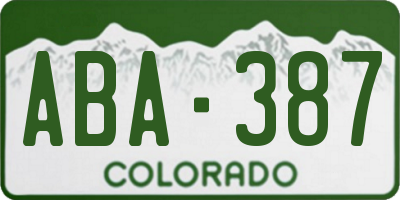 CO license plate ABA387
