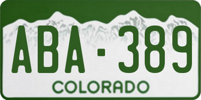 CO license plate ABA389