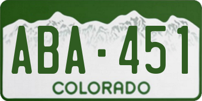 CO license plate ABA451