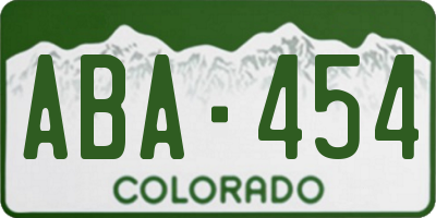 CO license plate ABA454