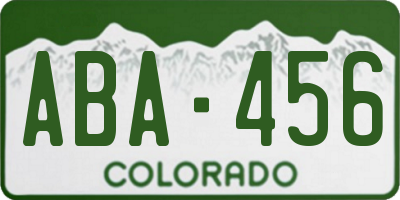 CO license plate ABA456