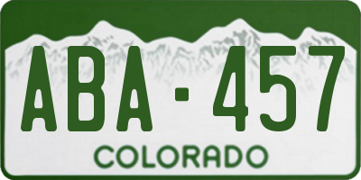 CO license plate ABA457