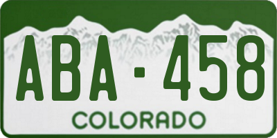 CO license plate ABA458