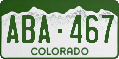CO license plate ABA467