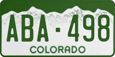 CO license plate ABA498