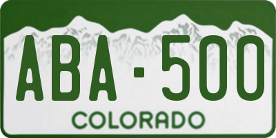 CO license plate ABA500