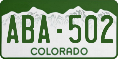 CO license plate ABA502