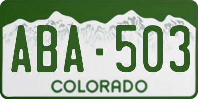CO license plate ABA503