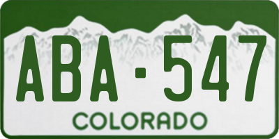 CO license plate ABA547