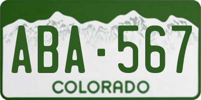 CO license plate ABA567