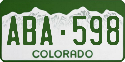 CO license plate ABA598