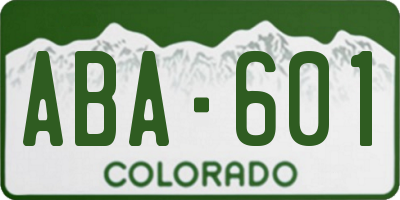 CO license plate ABA601