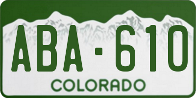 CO license plate ABA610