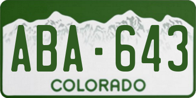 CO license plate ABA643