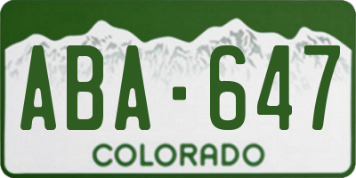 CO license plate ABA647