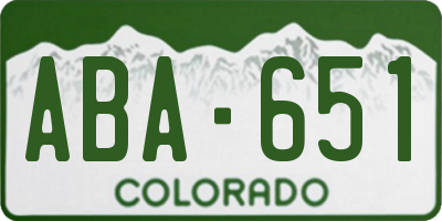 CO license plate ABA651