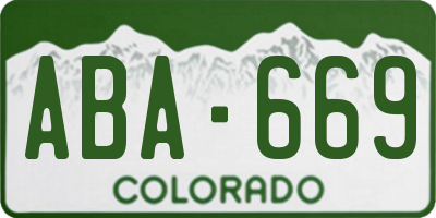 CO license plate ABA669