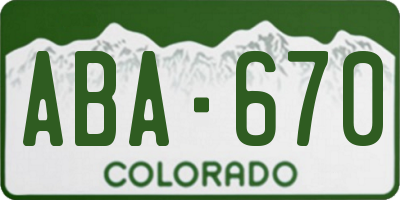 CO license plate ABA670