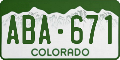 CO license plate ABA671