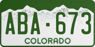 CO license plate ABA673