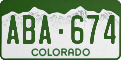 CO license plate ABA674