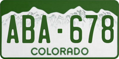 CO license plate ABA678