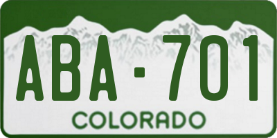 CO license plate ABA701