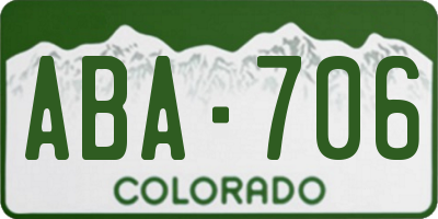CO license plate ABA706