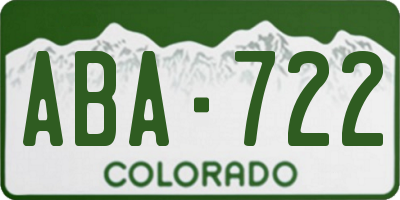 CO license plate ABA722