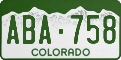 CO license plate ABA758