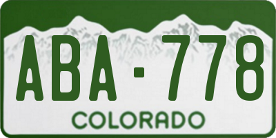 CO license plate ABA778