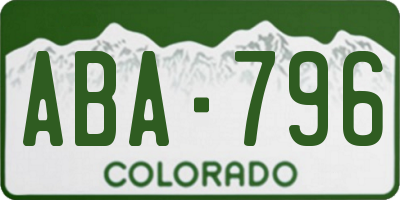 CO license plate ABA796