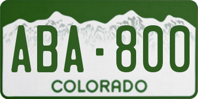 CO license plate ABA800