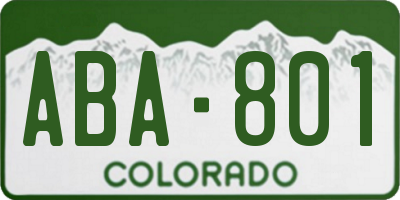 CO license plate ABA801