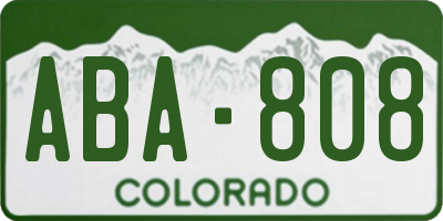CO license plate ABA808
