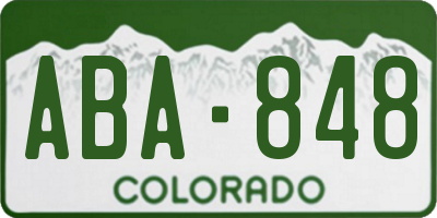 CO license plate ABA848