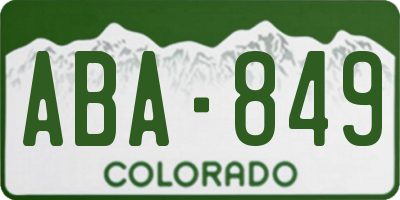 CO license plate ABA849