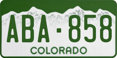 CO license plate ABA858