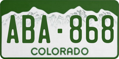 CO license plate ABA868