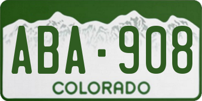 CO license plate ABA908