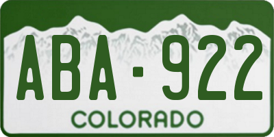 CO license plate ABA922