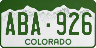CO license plate ABA926