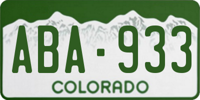 CO license plate ABA933