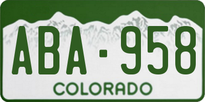 CO license plate ABA958