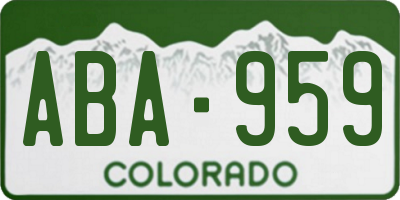 CO license plate ABA959