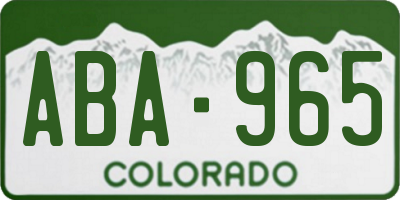 CO license plate ABA965